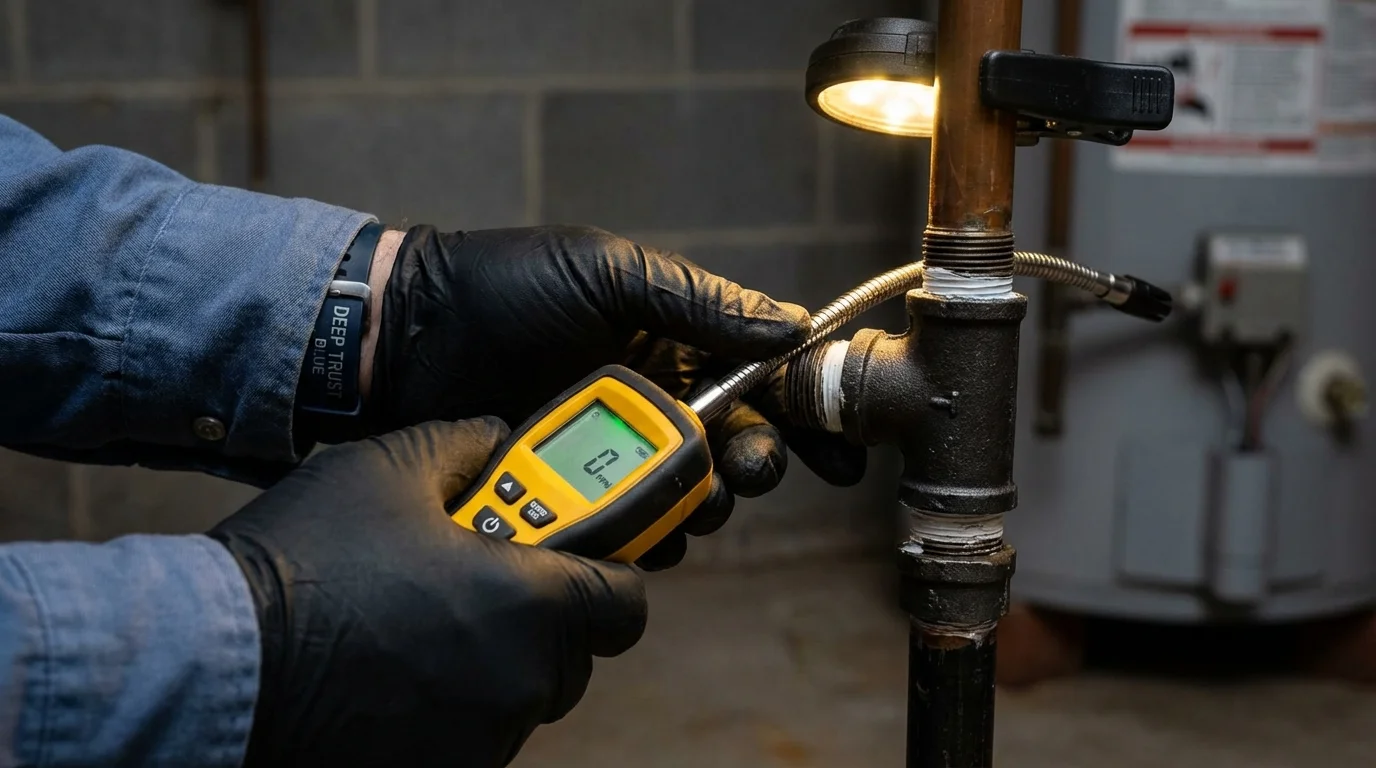 Gas leak detection with electronic sniffer by Johns Plumbing LLC in Walpole