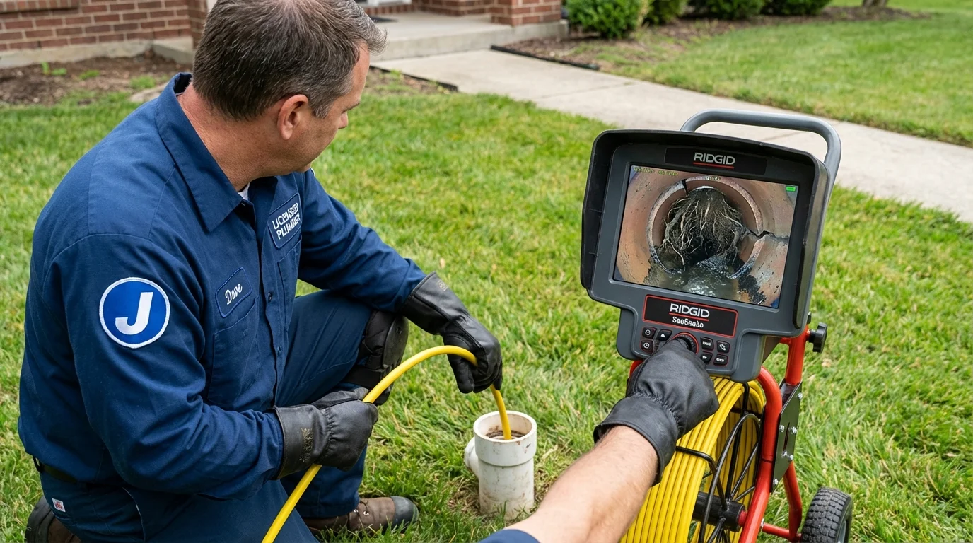 Sewer camera inspection being performed by Johns Plumbing LLC in Walpole