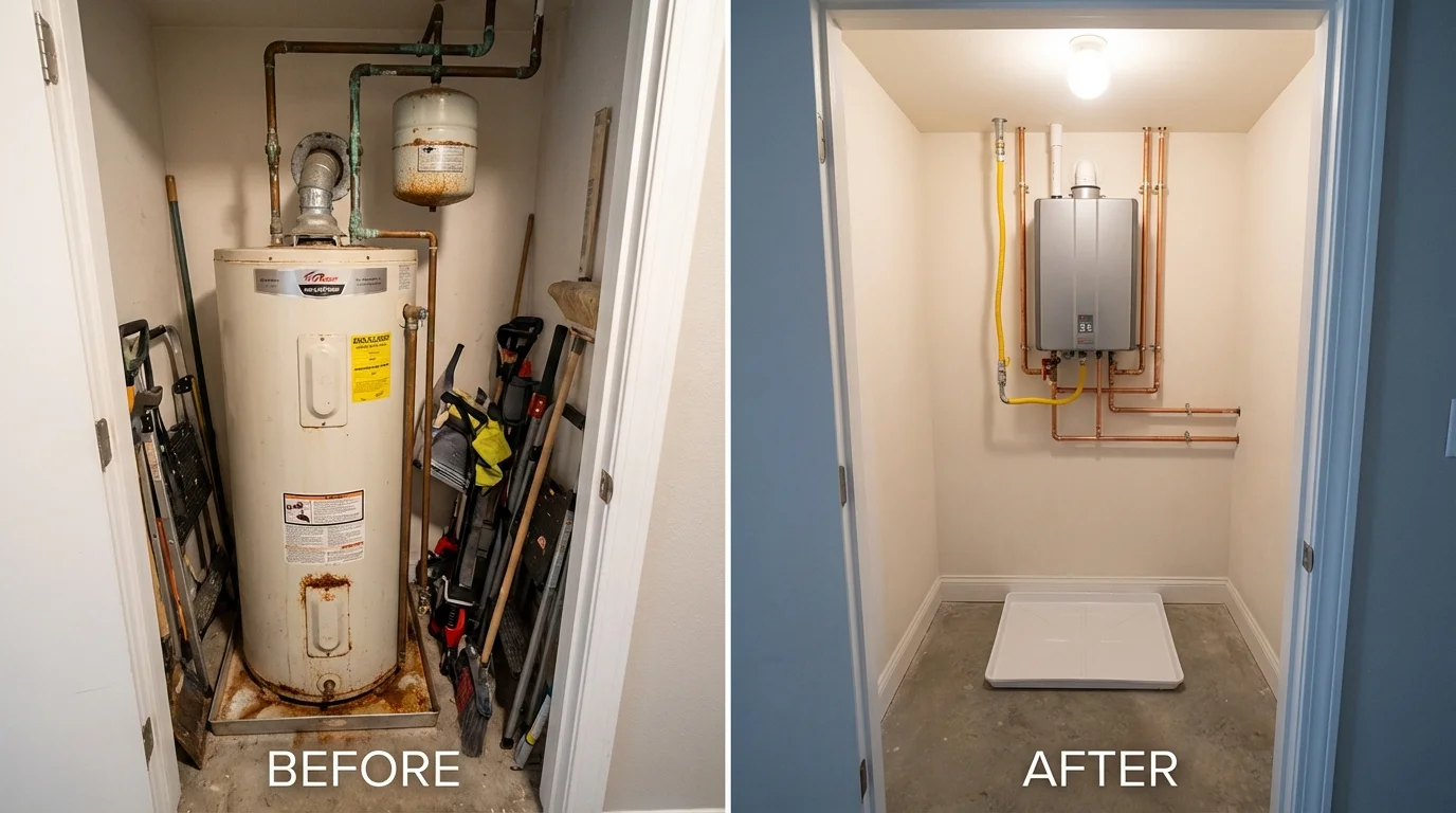 Tank water heater versus wall-mounted tankless unit comparison for Walpole, MA homeowners